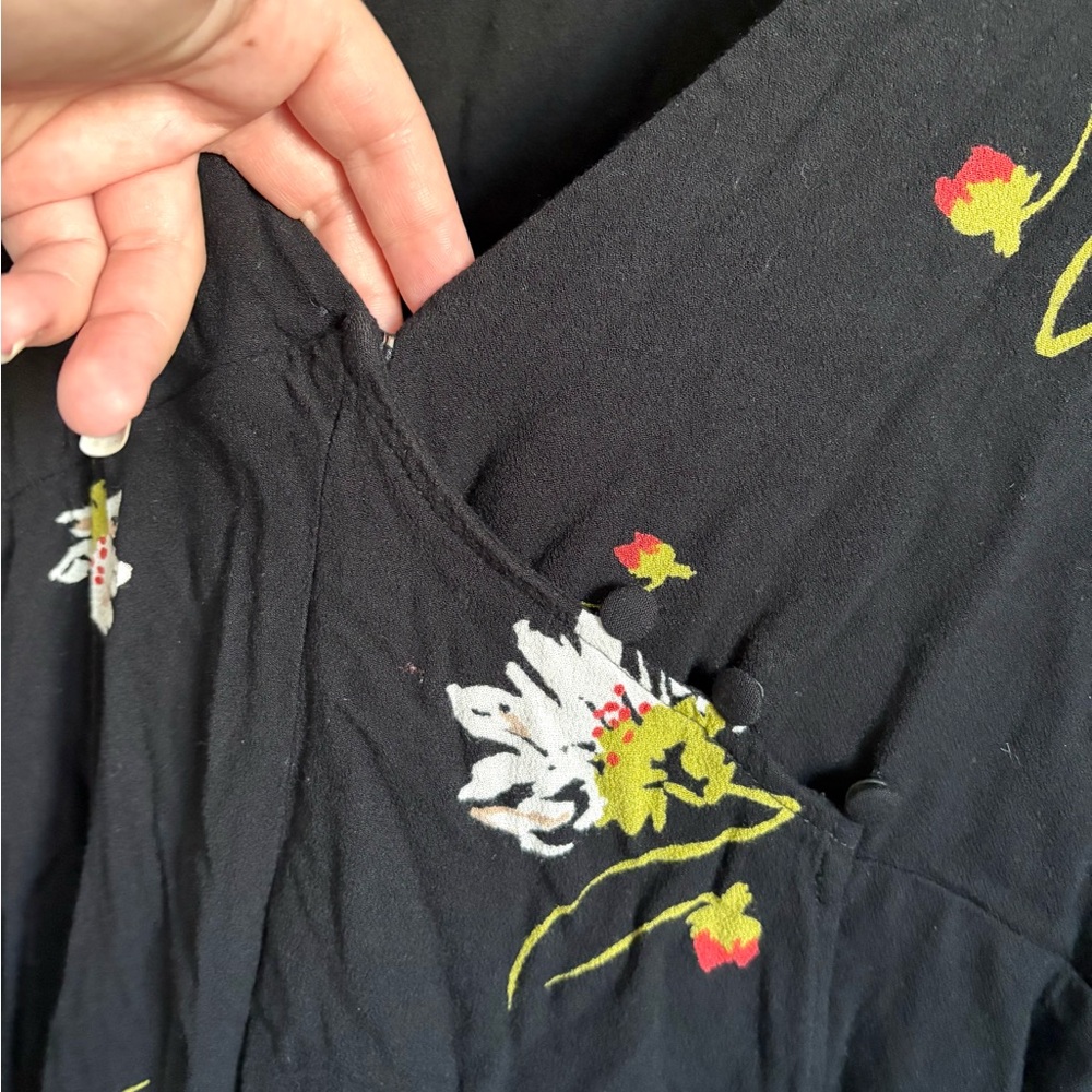 Free People Black Floral Time on My Side Wrap Dress - Picture 9 of 12